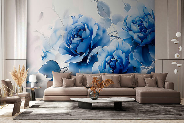 Group of blue flowers Wall murals Group of blue flowers