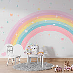 Wall mural Rainbow with clouds and stars