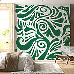 Wall mural Green and white pattern