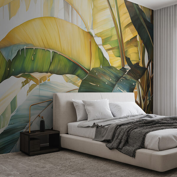 Tropical leaves in artistic hues Wall murals Tropical leaves in artistic hues