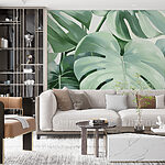 Wall murals Leafy greens in soft artistic hues