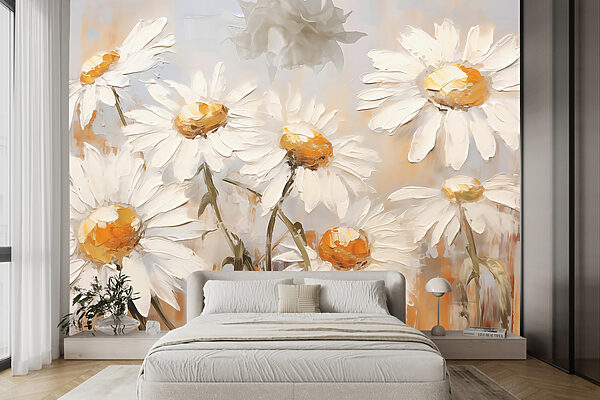 Painting of white flowers Wall murals Painting of white flowers