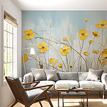 Wall murals Painting of yellow flowers