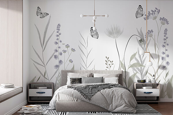 Butterflies flying over flowers Wall murals Butterflies flying over flowers
