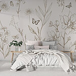 Wall murals Wallpaper with flowers and butterflies