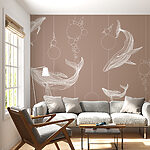 Wall murals Group of whales with bubbles