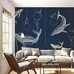 Wall murals Group of whales and bubbles