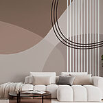 Wall murals Brown and white background with lines and circles