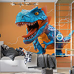 Wall murals Blue dinosaur with lightning coming out of it