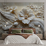 Wall murals White flower and leaves