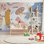 Wall murals Group of cats on a colorful background