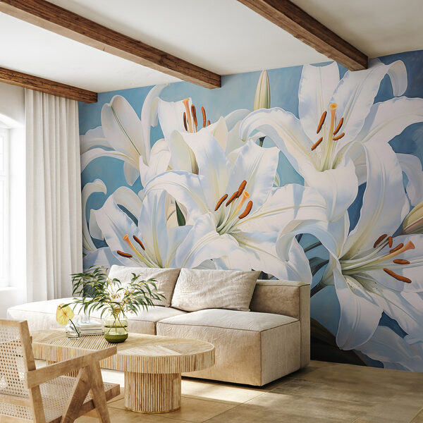 Elegant White Lilies in Bloom Wall murals Elegant White Lilies in Bloom