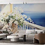 Wall murals Painting of flowers on a balcony