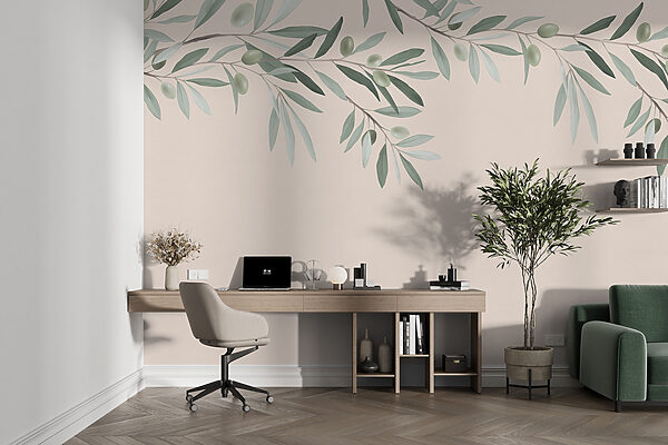 Branch with leaves and olives Wall mural Branch with leaves and olives