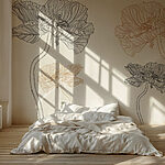 Wall murals Drawing of flowers with lines