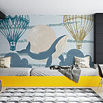 Wall murals Whale and parachutes in the sky
