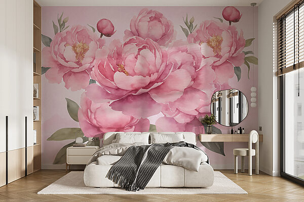 Group of pink flowers Wall murals Group of pink flowers