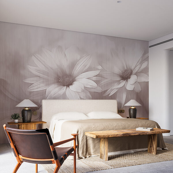 Wall mural Blooms in Monochrome Serenity
