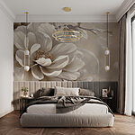 Wall mural Elegant cream blossom on vintage canvas