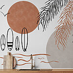 Wall murals Surfboards and palm leaves