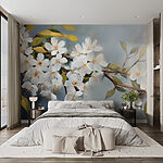 Wall murals White flowers on a branch