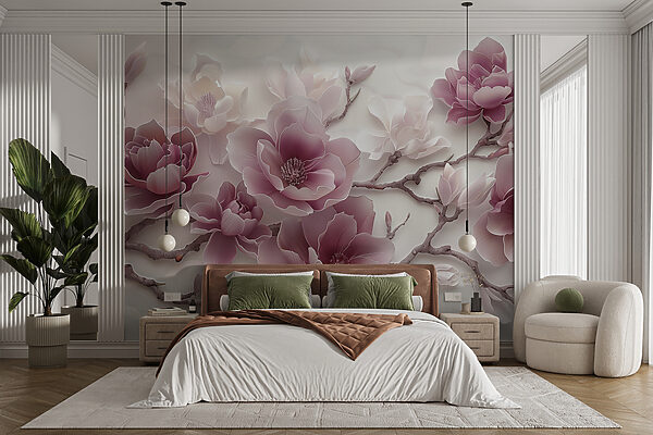 Wall murals Elegant Blossoms in Soft Hues (SKU: w01359v2) Wall murals Wall murals Elegant Blossoms in Soft Hues (SKU: w01359v2)