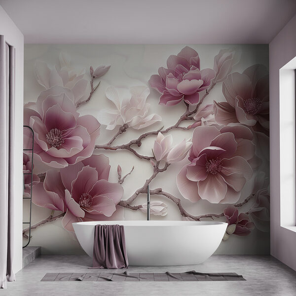 Wall mural Elegant Blossoms in Soft Hues (SKU: w01359v2) Wall mural Wall mural Elegant Blossoms in Soft Hues (SKU: w01359v2)