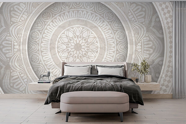 Circular pattern on a white surface Wall murals Circular pattern on a white surface