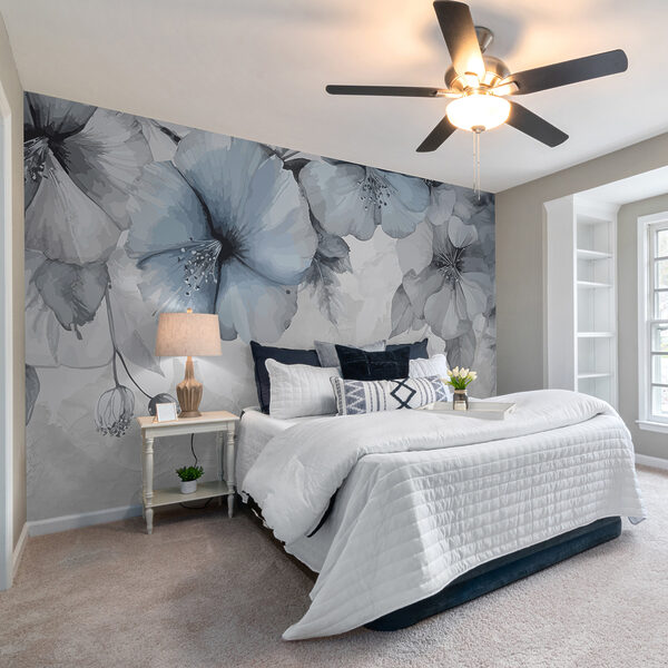 Monochrome blooms grace delicate canvas Wall murals Monochrome blooms grace delicate canvas