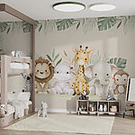 Wall murals Group of animals next to leaves