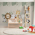 Wall mural Group of animals next to leaves