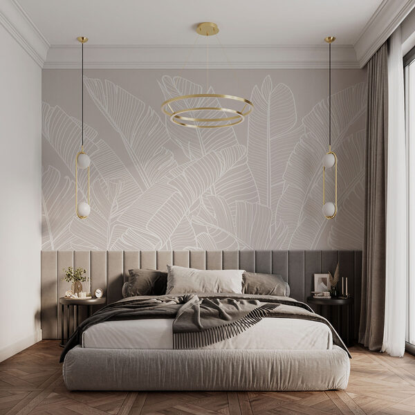 Monochrome Elegance of Banana Leaves Wall murals Monochrome Elegance of Banana Leaves