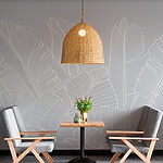 Wall murals White line drawing of leaves