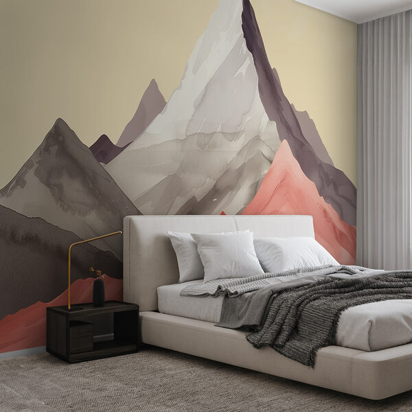 Group of mountains with red hills Wall murals Group of mountains with red hills