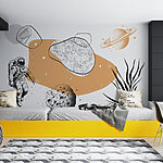 Wall mural An astronaut running in space