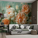 Wall murals Group of flowers on a blue background