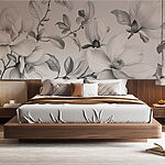 Wall murals Elegant monochrome floral illustration.