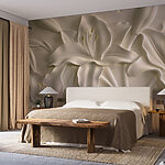 Wall murals White flower carving on a wall