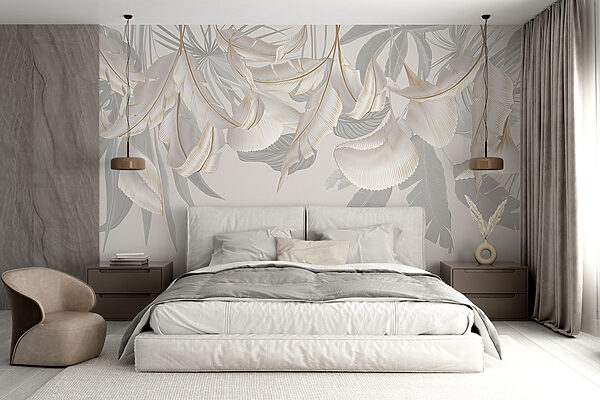 Elegant leaves dance in light Wall murals Elegant leaves dance in light