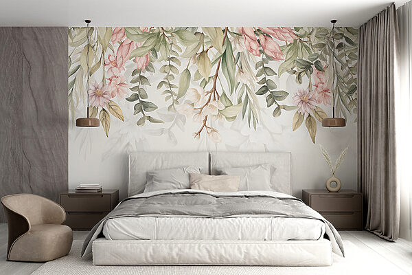 Floral Elegance in Soft Pastels Wall murals Floral Elegance in Soft Pastels