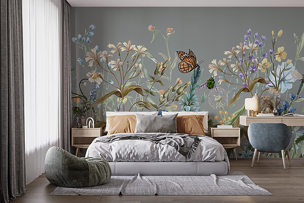 Butterfly on a flower Wall murals Butterfly on a flower