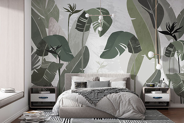 Tropical Leaves in Stylish Hues Wall murals Tropical Leaves in Stylish Hues
