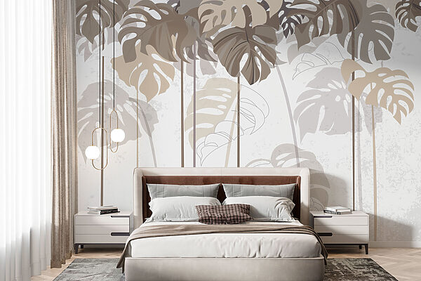 Group of leaves on a white background Wall murals Group of leaves on a white background