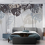 Wall mural Group of leaves on a white background