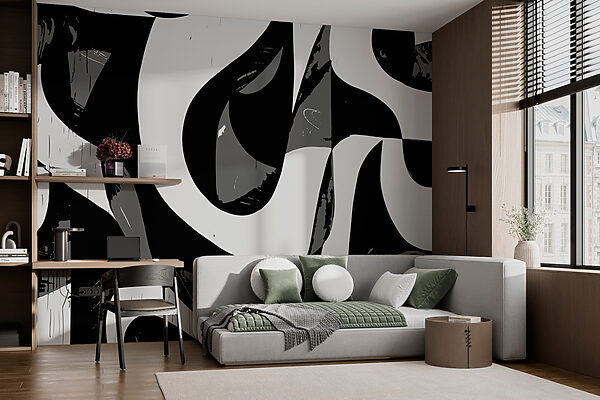 Black and white image of a swirly pattern Wall murals Black and white image of a swirly pattern