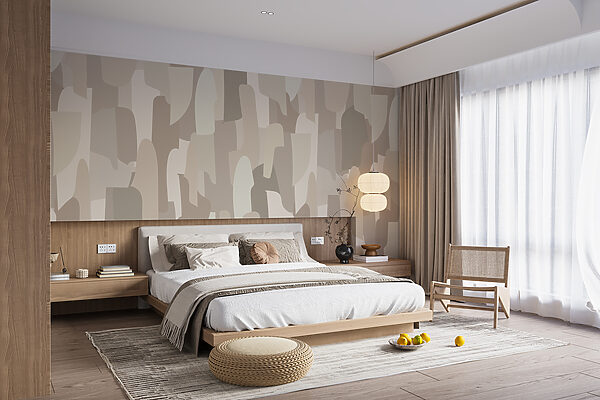 Abstract beige shapes intertwine Wall murals Abstract beige shapes intertwine