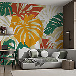 Wall murals Colorful leaves on a white background