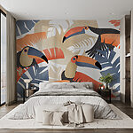 Wall murals Group of birds with leaves