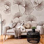 Wall murals Pattern of leaves on a beige background