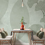 Wall murals Green and white background with circles and lines